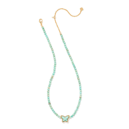 Beaded Lillia Necklace Gold Sea Green Chrysocolla