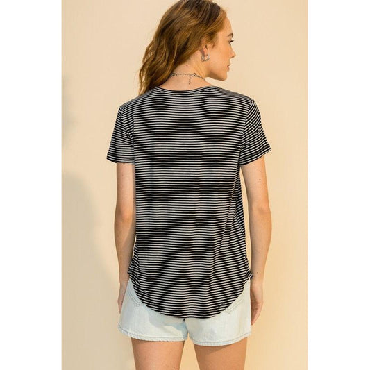 Basic Stripe V-Neck Top