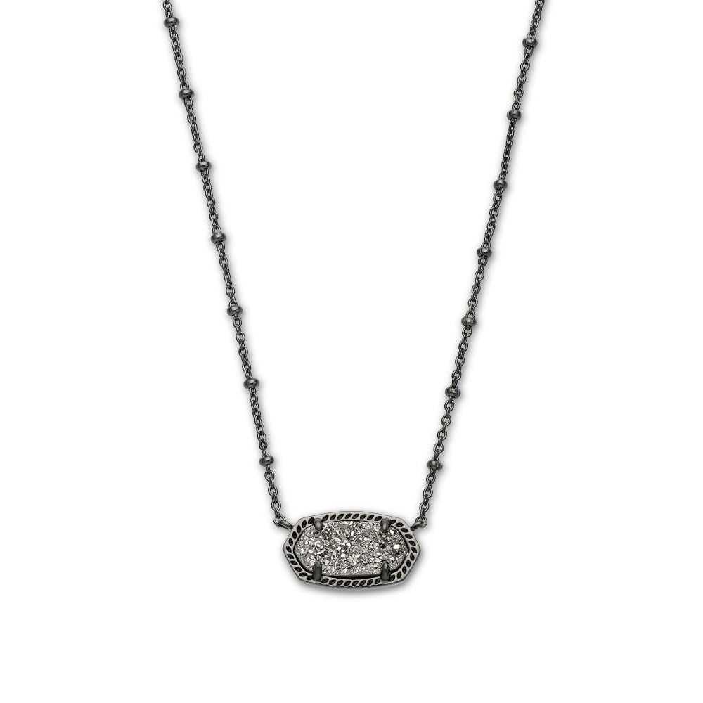 Elisa Gunmetal Satellite Pendant Necklace In Platinum Drusy