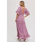 V-Neck Lace Trim Maxi Lavendar