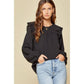 Casual Black Ruffle Blouse