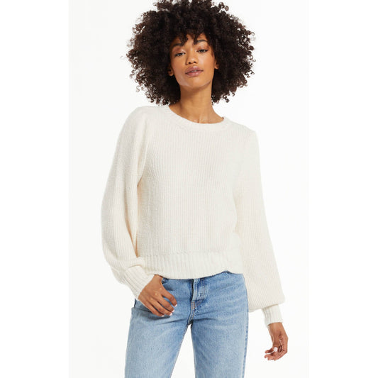 Bailey Puff Sleeve Sweater In Pebble