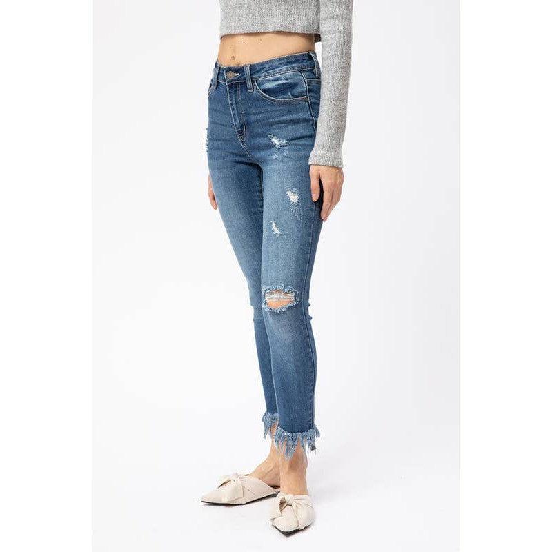 Camille Frayed Hem Medium Wash Denim