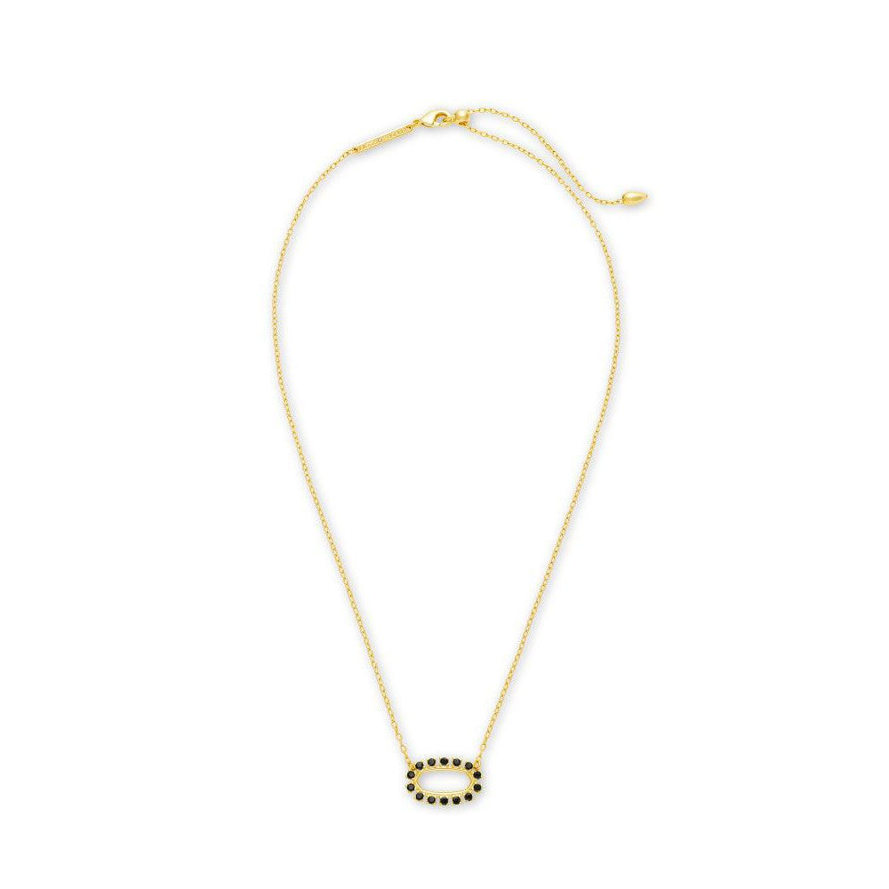 Elisa Gold Open Frame Pendant Necklace In Black Spinel