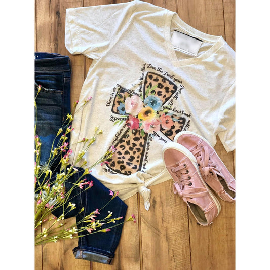 Leopard Floral Cross Tee
