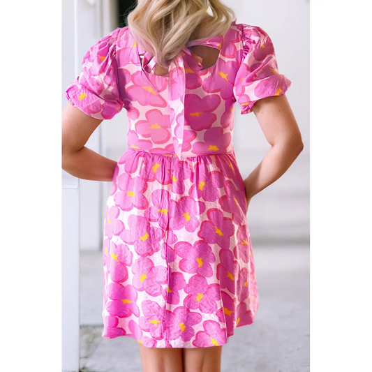 Hot Pink BabyDoll Flower Dress