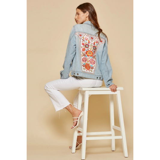 Floral Soul Embroidered Denim Jacket