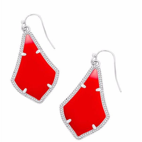 KS Alex Earrings in Bright Red Rhodium