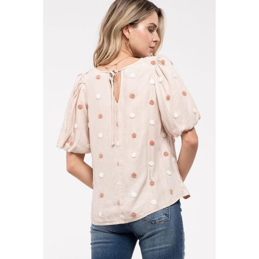 Balloon Sleeve Swiss Dot Top