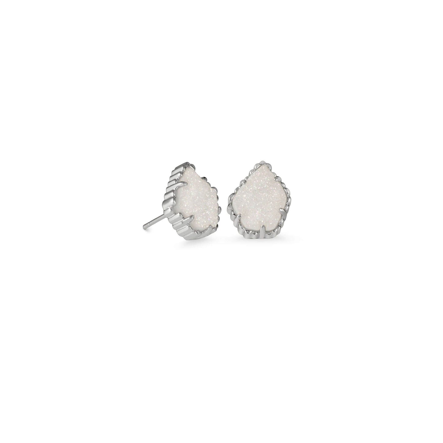 Tessa Stud Earrings in Rhodium Iridescent Drusy