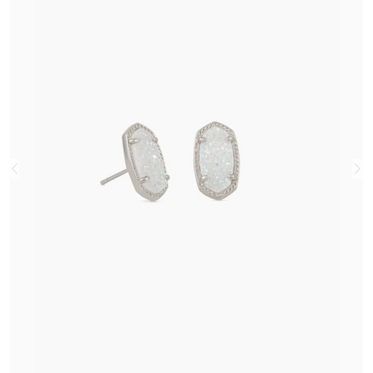 Ellie Silver Stud Earrings In Iridescent Drusy