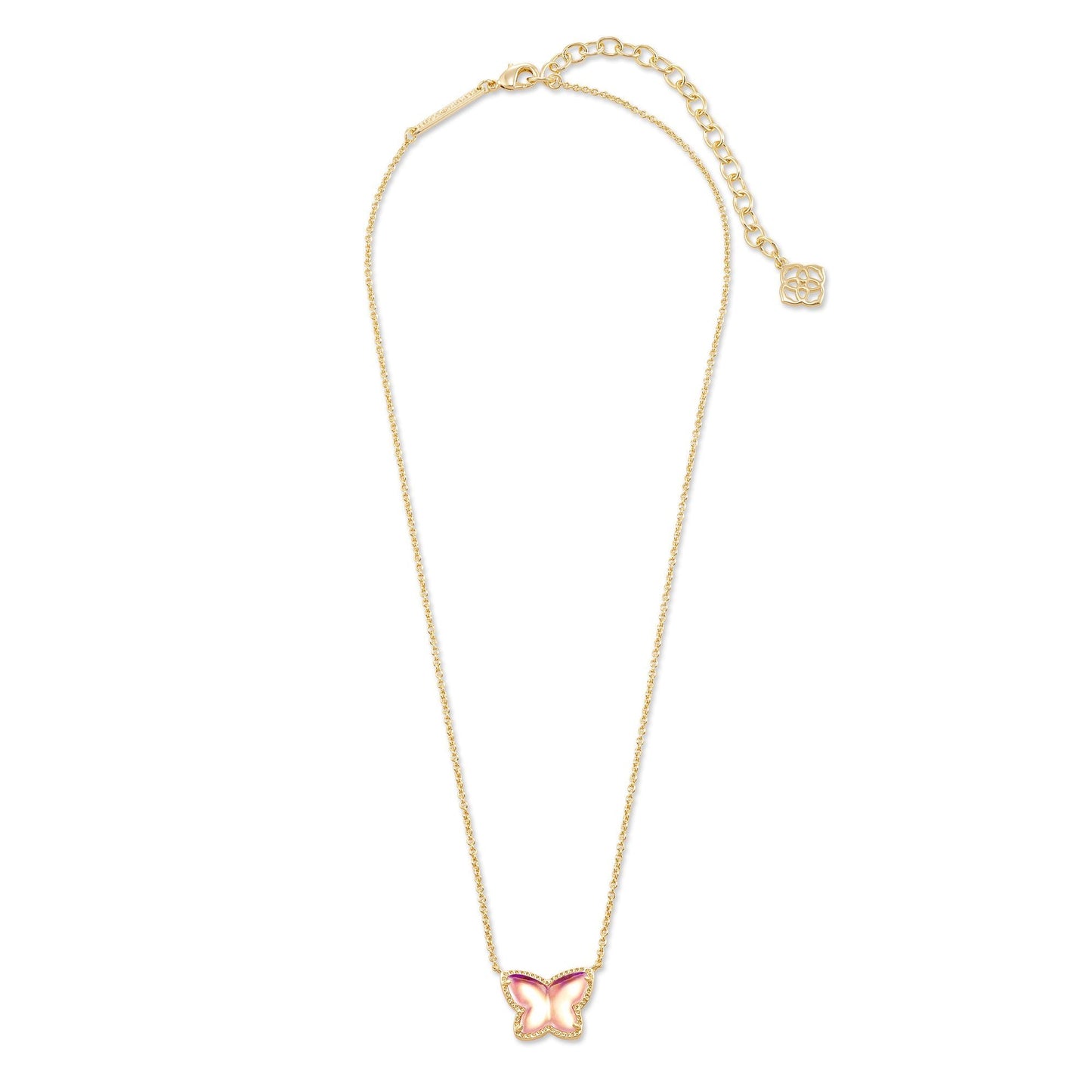 Lillia Butterfly Pendant Necklace in Gold Blush Dichroic Glass