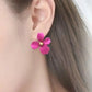 Spring Floral Stud Earring In Fuschia