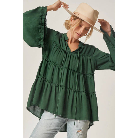 Classic Hunter Green Bell Sleeve