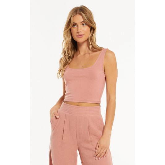 Time Out Crop Tank In Old Rose