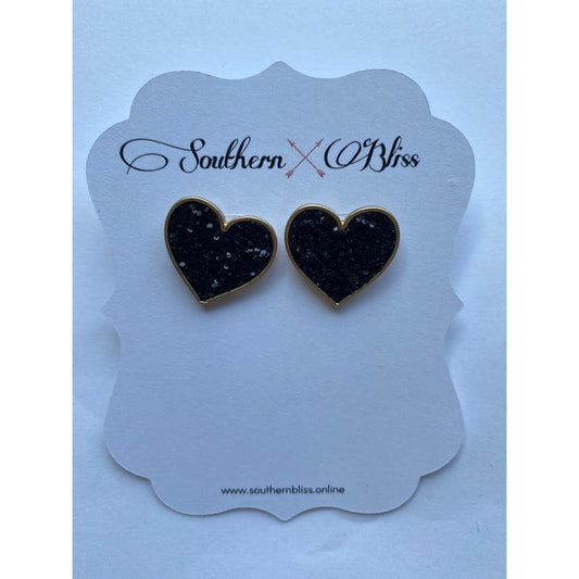 Sequin Heart Studs