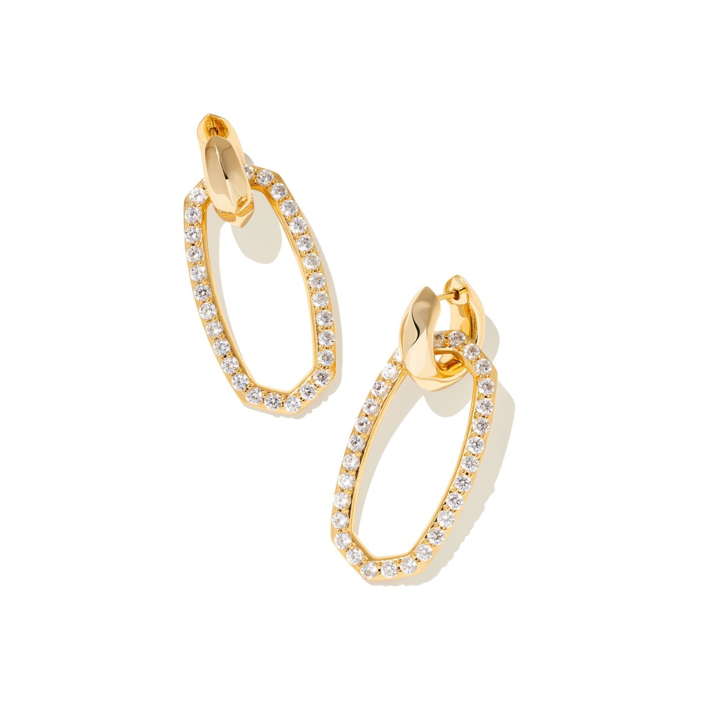 Danielle Link Earring in Gold and White Crystal