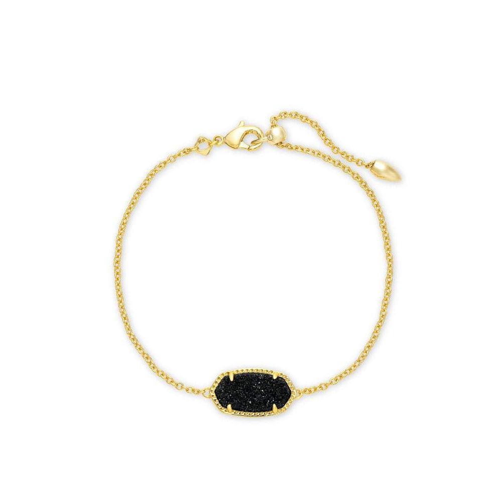 Elaina Gold Single Slide Bracelet In Black Drusy