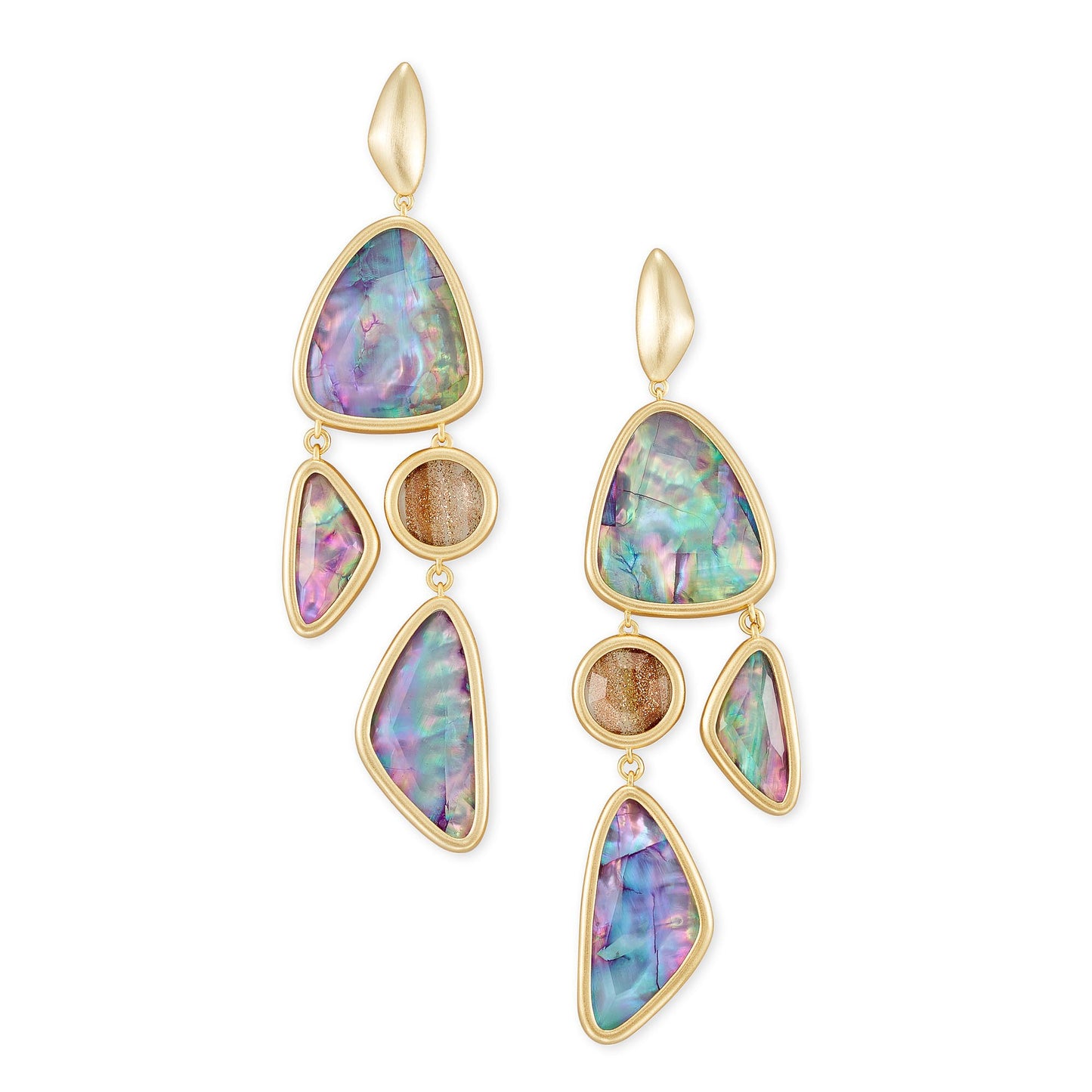 Margot Statement Earring in Gold Lilac Abalone