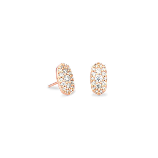 Grayson Crystal Stud Earrings in Rose Gold