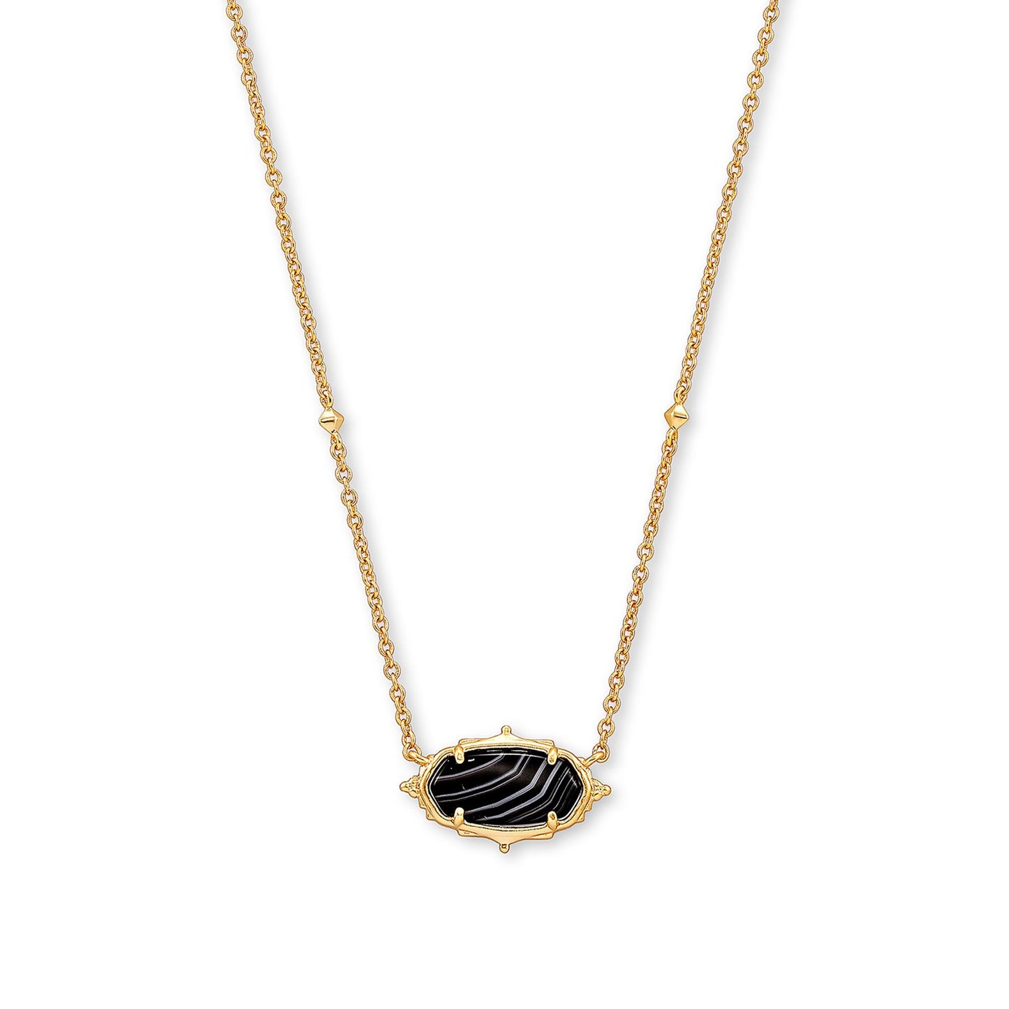 Fall 2 Baroque Elisa Pendant Necklace In Gold Black Banded Agate