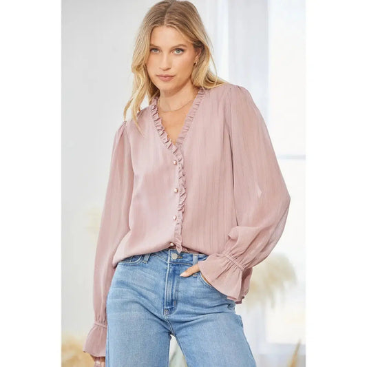 Pearl Button Mauve Top