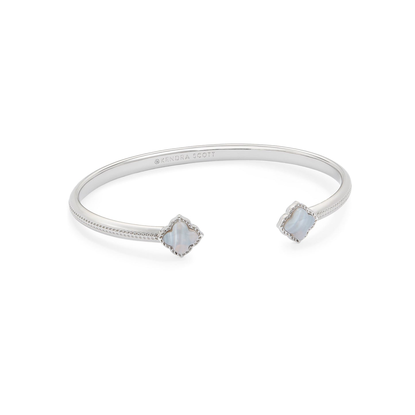 Fall 1 Mallory Cuff Bracelet In Rhodium Gray Banded Agate
