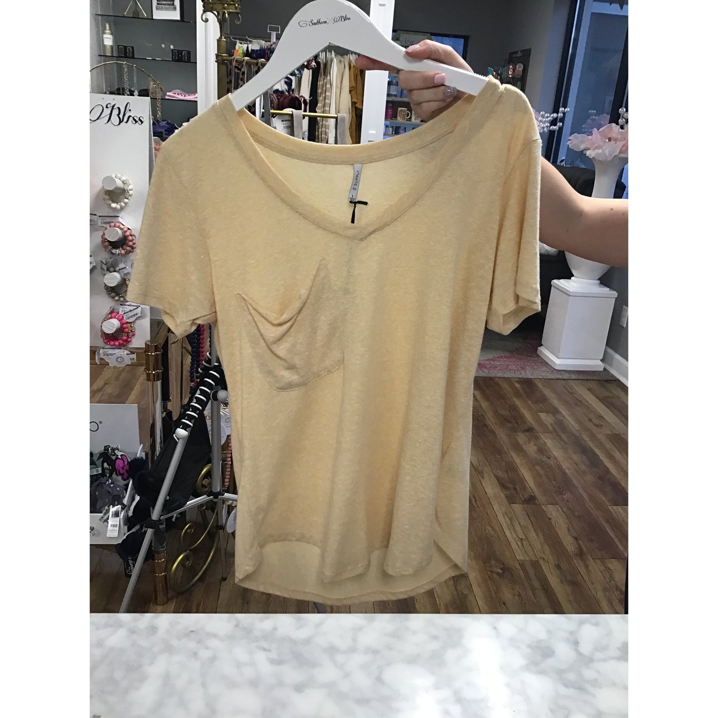 The Triblend Pocket Tee Yellow Large