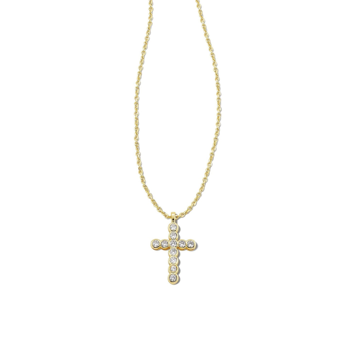 Cross Crystal Pendant Necklace in Gold