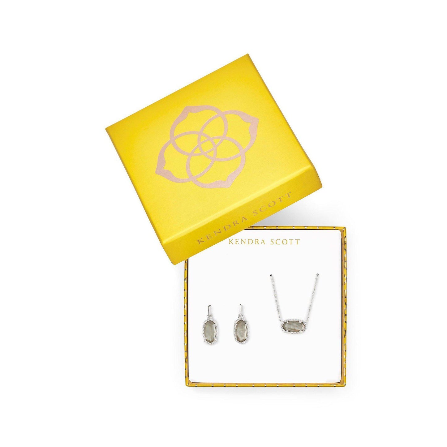 Elisa Satellite Necklace And Lee Earrings Gift Set In Gray Illusion