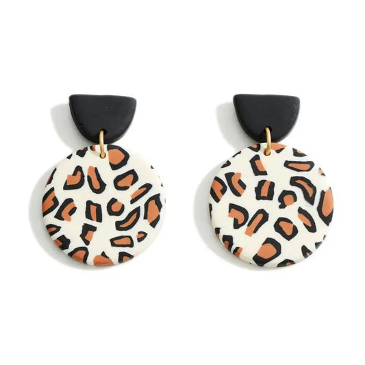 Leopard Print Clay Dangle Earrings