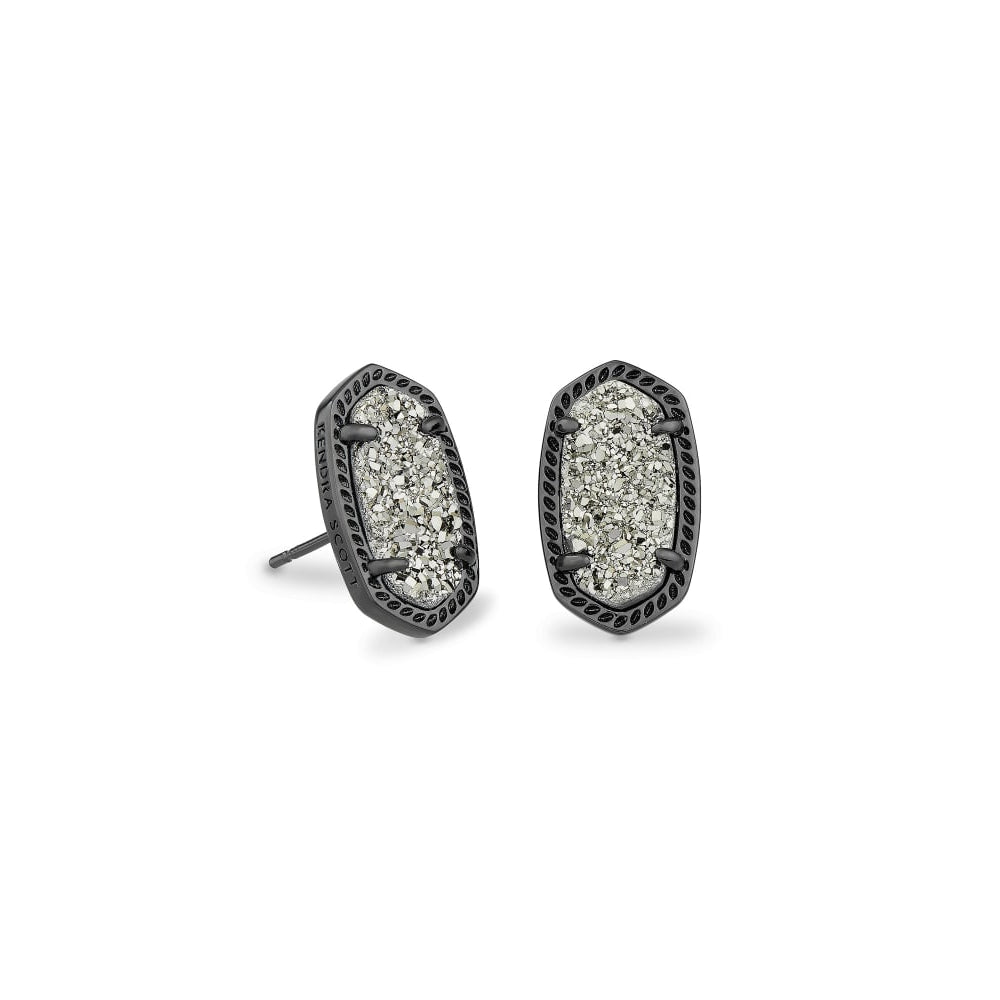 Ellie Gunmetal Stud Earrings In Platinum Drusy