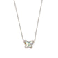 Lillia Butterfly Silver Pendant Necklace In Iridescent Abalone