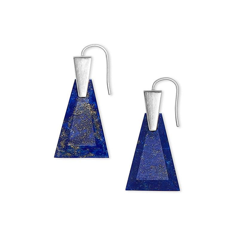 KS Collins Small Drop Earrings in Blue Lapis Bright Silver