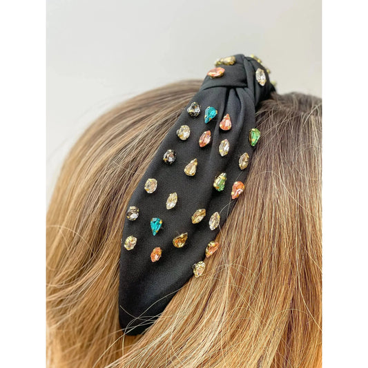 Top Knot Crystal Headband in Black