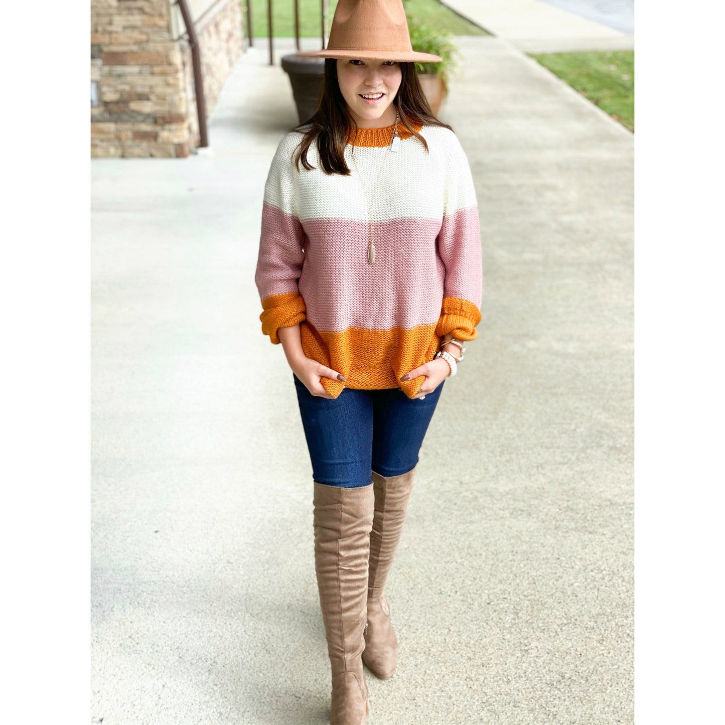 Sweet On Fall Color Block Sweater