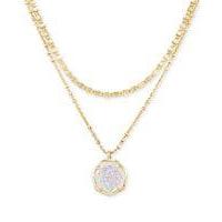 Cynthia Multi Strand Gold Iridescent Druzy Necklace