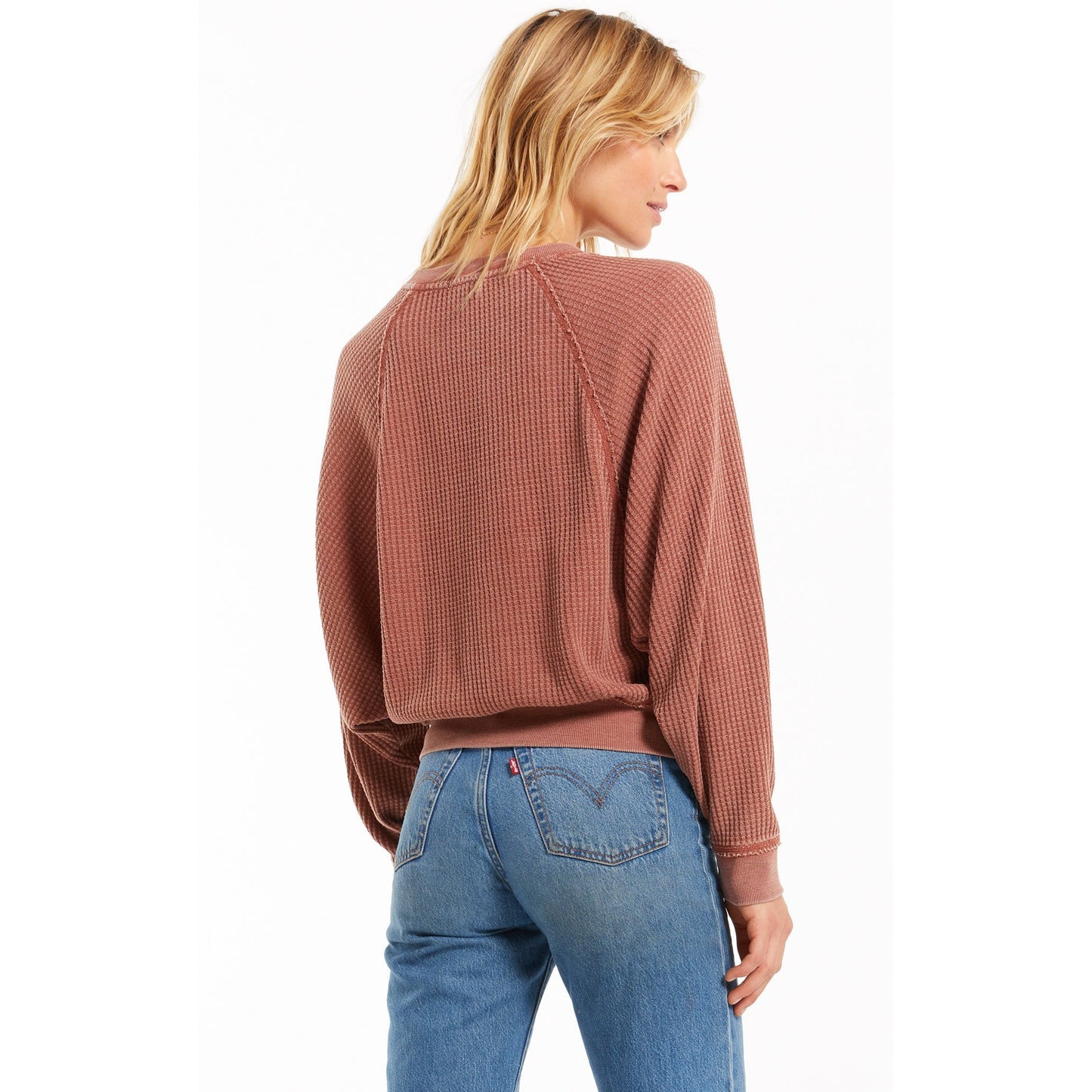 Claire Waffle Long Sleeve In Russet