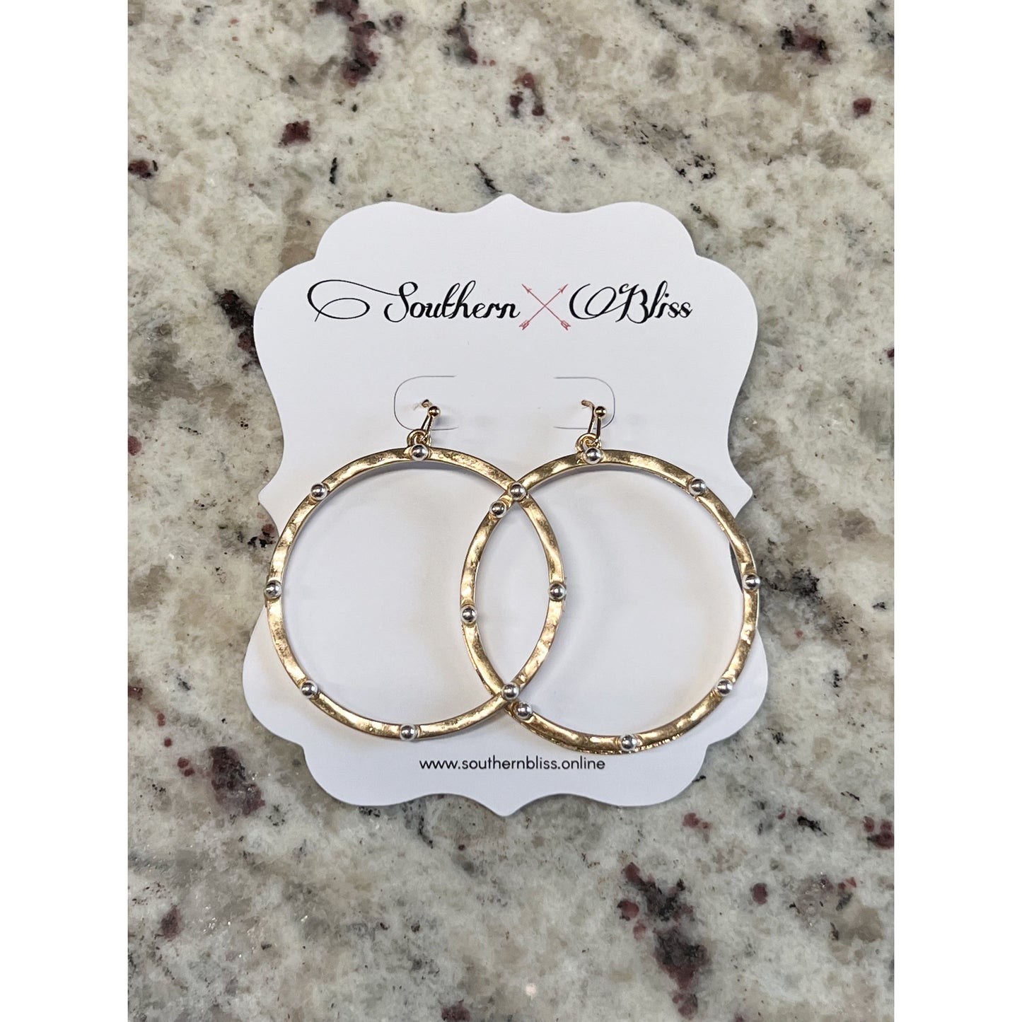 Circle Gold Hammered Earrings