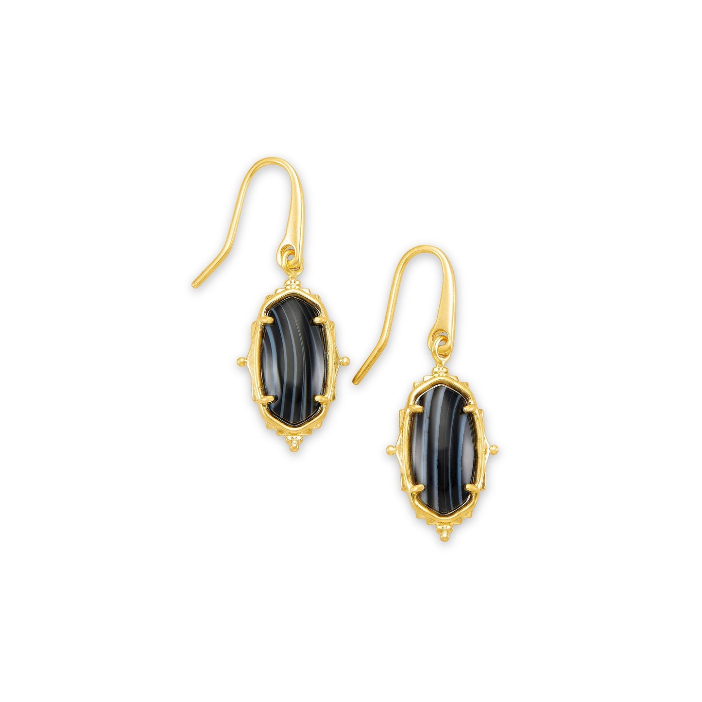 Fall 2 Baroque Lee Drop Earring In Gold Black Banded Agate