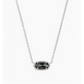 Elisa Silver Pendant Necklace In Black Opaque Glass