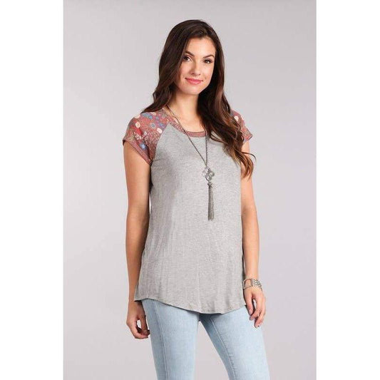 Unique Print Cap Sleeve Top