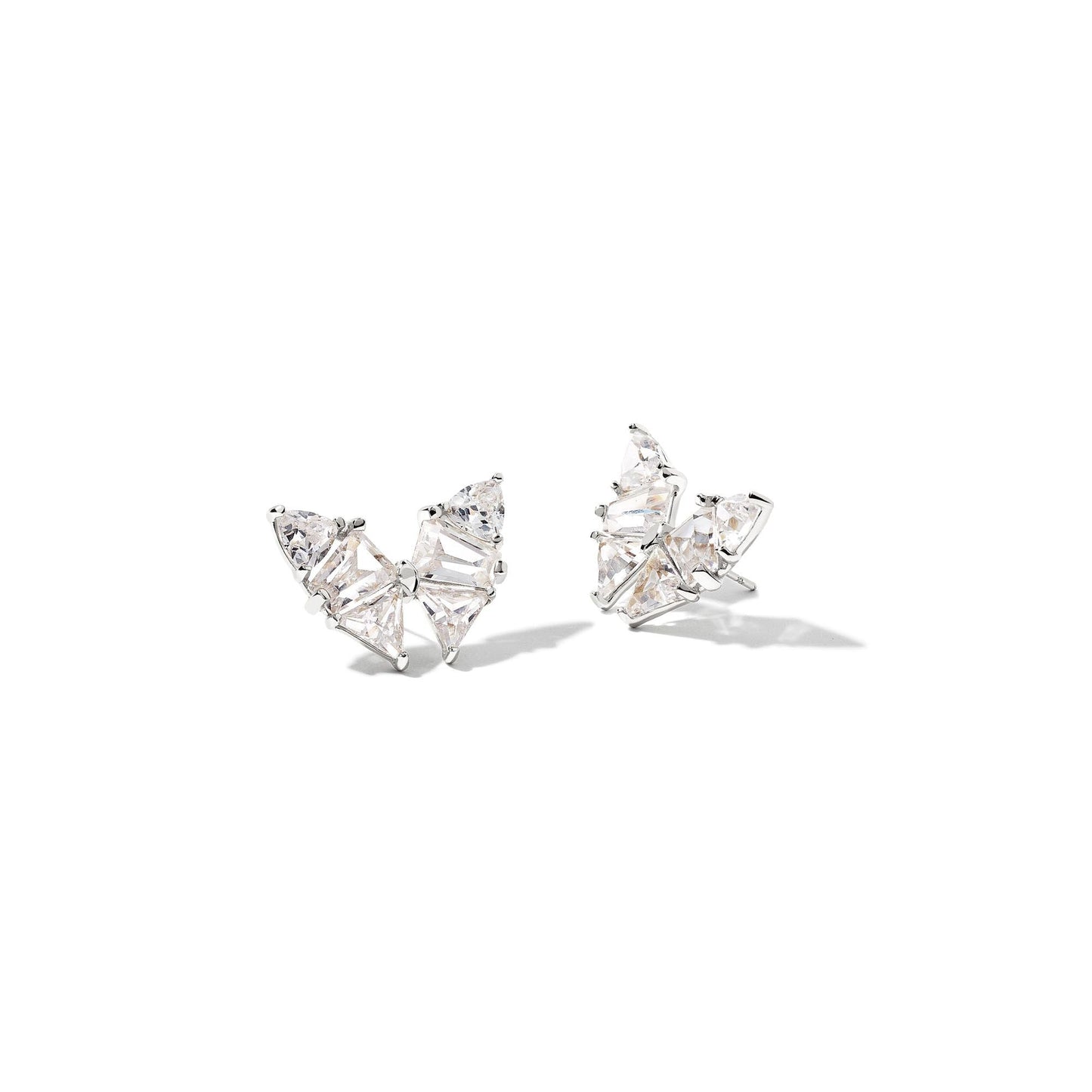Blair Butterfly Studs in Rhodium and White Crystal