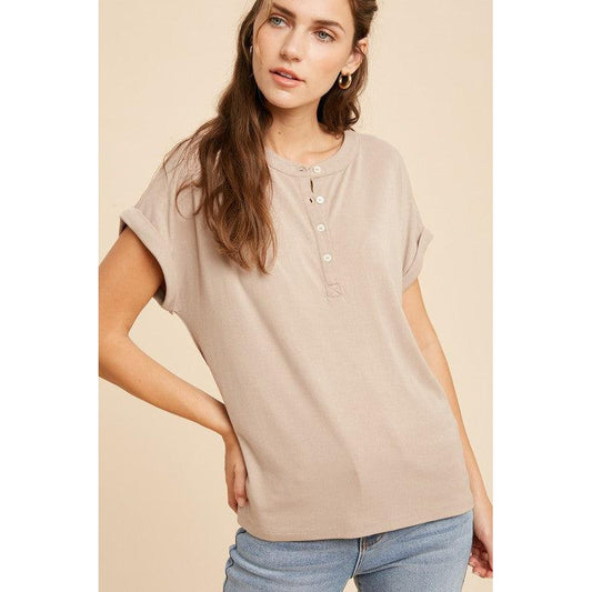Henly Knit Top With Cap Sleeves in Sand