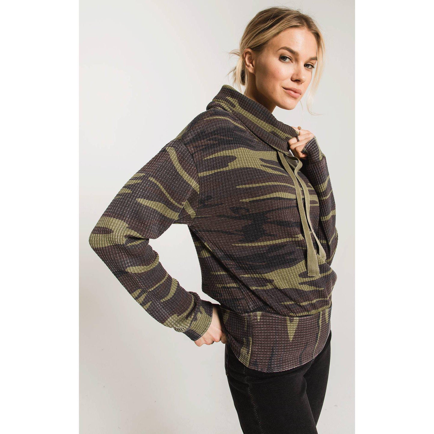 The Camo Cowl Neck Thermal Top