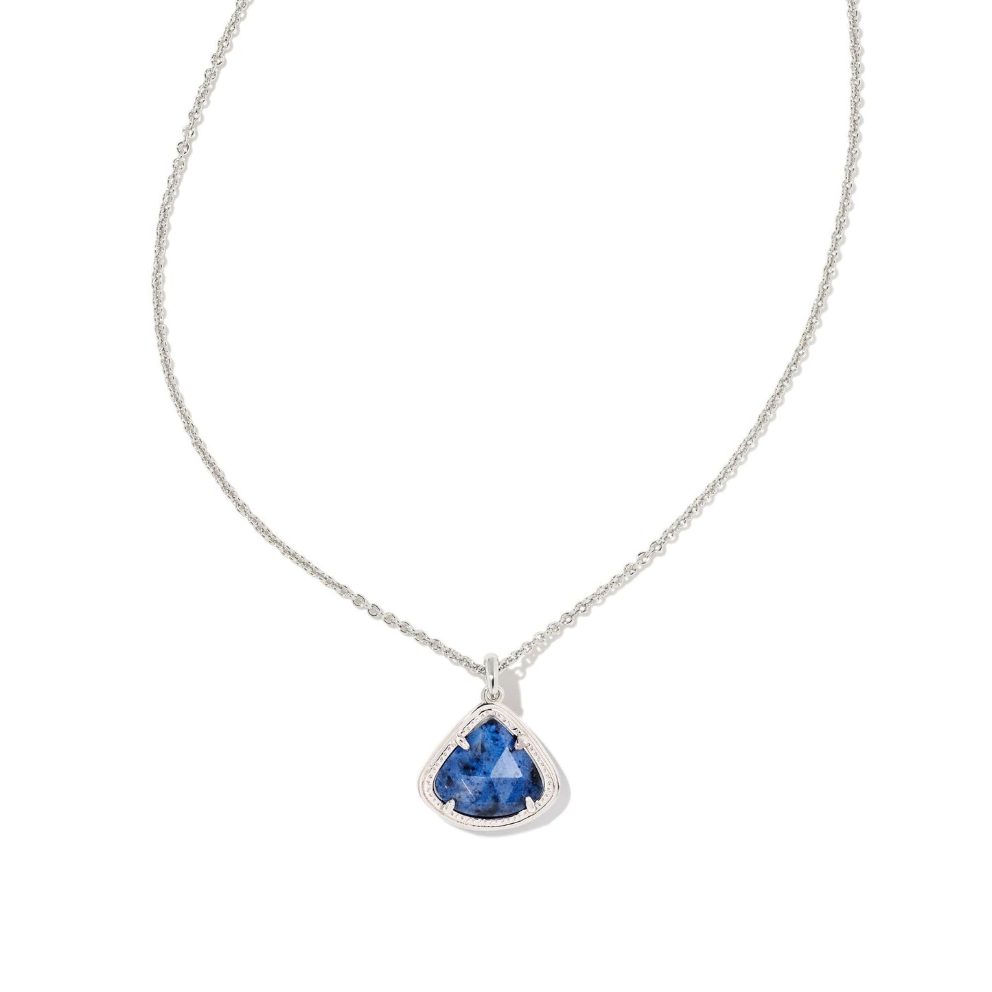 Kendall Pendant Necklace In Rhodium Blue Dumoiterite