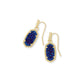 Lee Gold Drop Earrings In Indigo Blue Drusy
