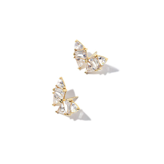 Blair Butterfly Studs in Gold and White Crystal