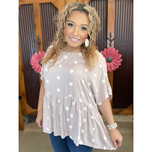 Curvy Polka Dot Mauve Top