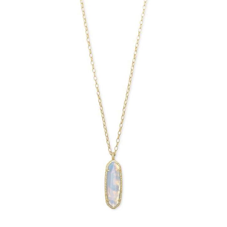 layla long pendant necklace gold opalite illusion